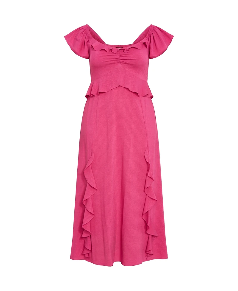 City Chic Plus Fee Frill Maxi Dress