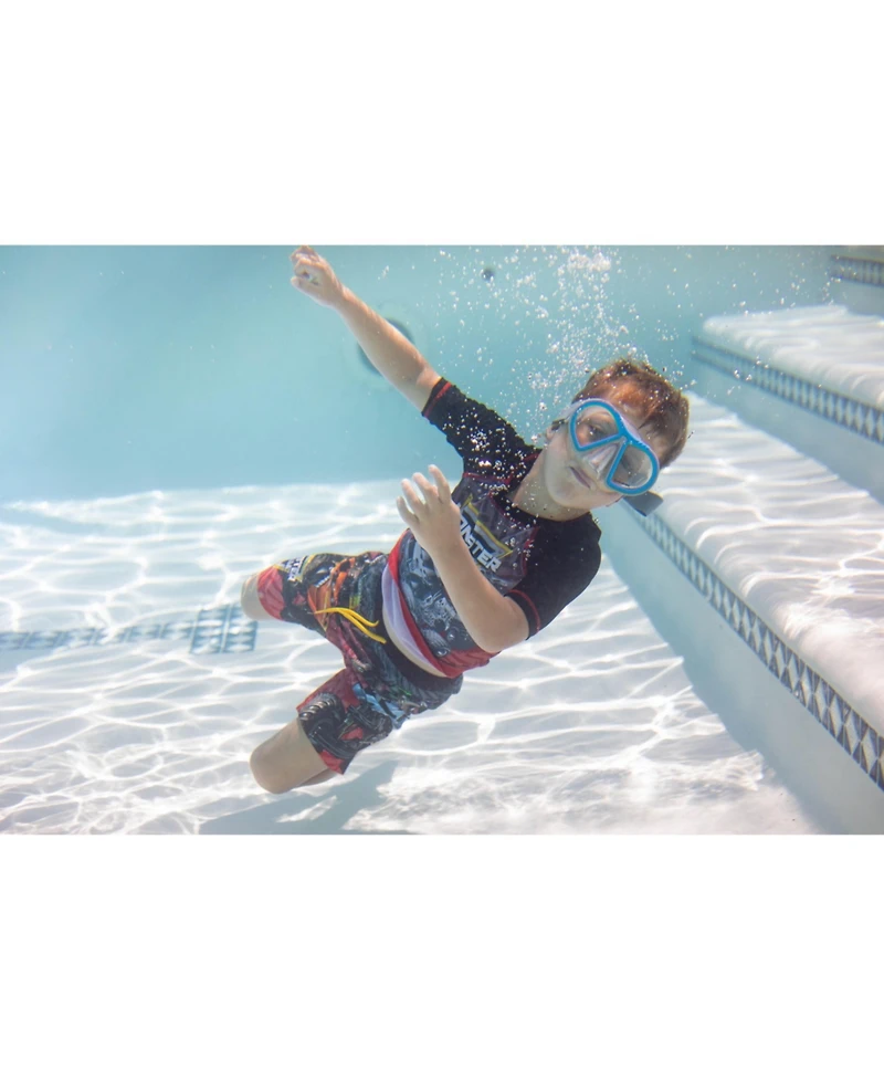 Monster Jam Boys Pullover Rash Guard and Swim Trunks Outfit Set