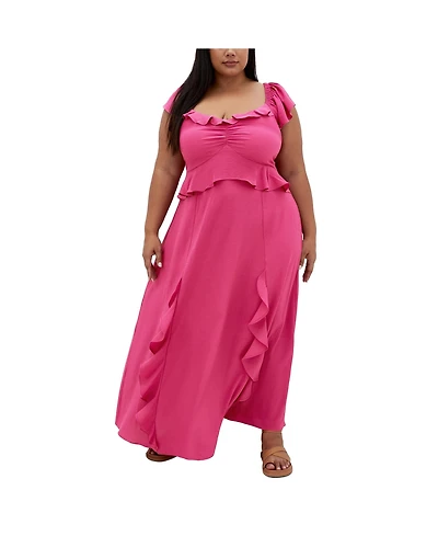 City Chic Plus Fee Frill Maxi Dress