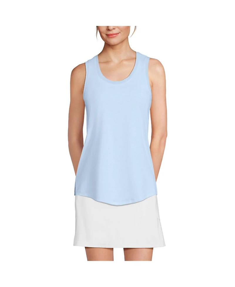 Lands' End Women's Sleeveless Power Performance Scoop Neck Curved Hem Tunic Tank
