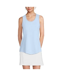 Lands' End Women's Sleeveless Power Performance Scoop Neck Curved Hem Tunic Tank