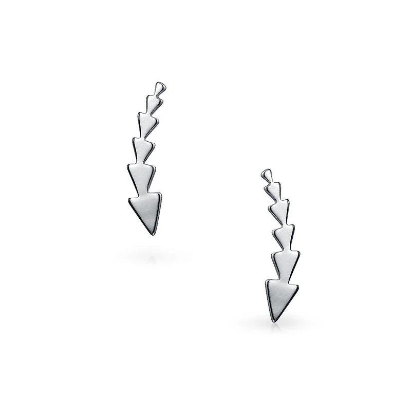 Bling Jewelry Minimalist Geometric Arrow Ear Cuff Cartilage Climbers in Sterling Silver