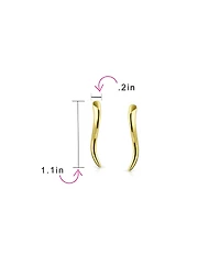 Bling Jewelry Minimalist Geometric Linear Wave Ear Pin Crawlers Climbers Earrings Yellow Gold Plated .925 Sterling Silver