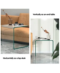 18 x 18 x 16 Inch Tempered Waterfall End Table with non-Slip Pad