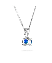 Bling Jewelry Classic 1CT Round iridescent Orange White Blue Solitaire Created Opal Pendant Necklace Rose Gold Plated .925 Sterling Silver