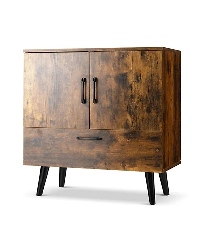 Mid Century Storage Cabinet with 2 Doors and 1 Pull-out Drawer