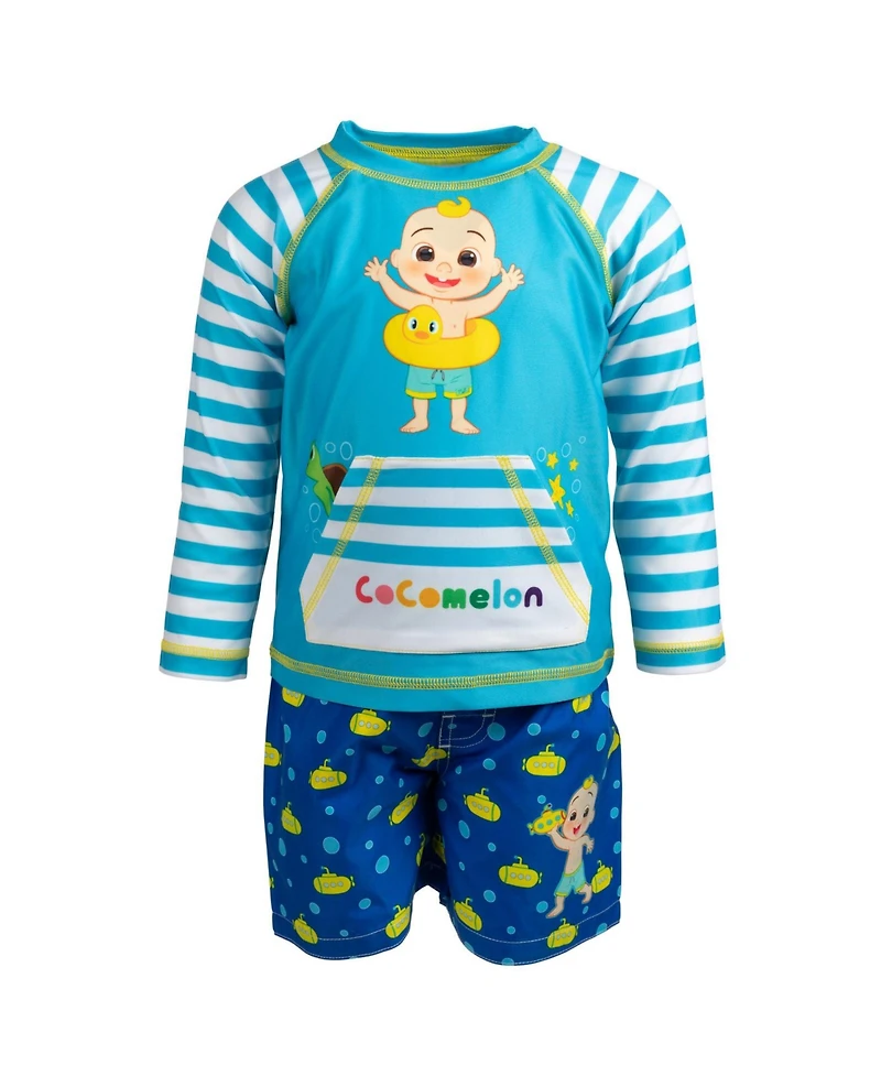 CoComelon Toddler Boys Jj Rash Guard and Swim Trunks Outfit Set