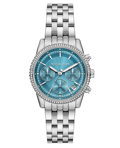 Michael Kors Women's Bryant Chronograph Silver-Tone Stainless Steel Watch, 35mm