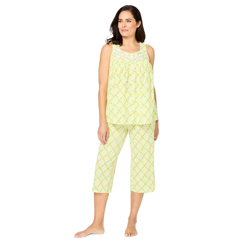 Only Neccessities Women's Only Necessities Sleeveless Pj Capri Set