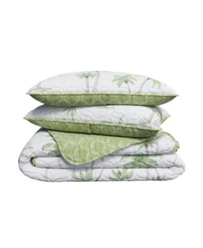 Linery Co Tropical Palm Sitched Quilt Set With Shams