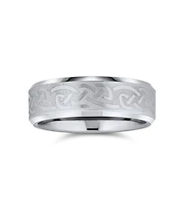 Bling Jewelry Unisex Irish Viking Celtic Infinity Love Knot Couples Wide Titanium Band Rings 7MM Matte Silver Tone