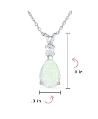 Bling Jewelry Classic Simple Cz Infinity Accent 3- 5CT Solitaire Teardrop White Rainbow Created Opal Pendant Necklace Rose Gold Plated .925 Sterling S