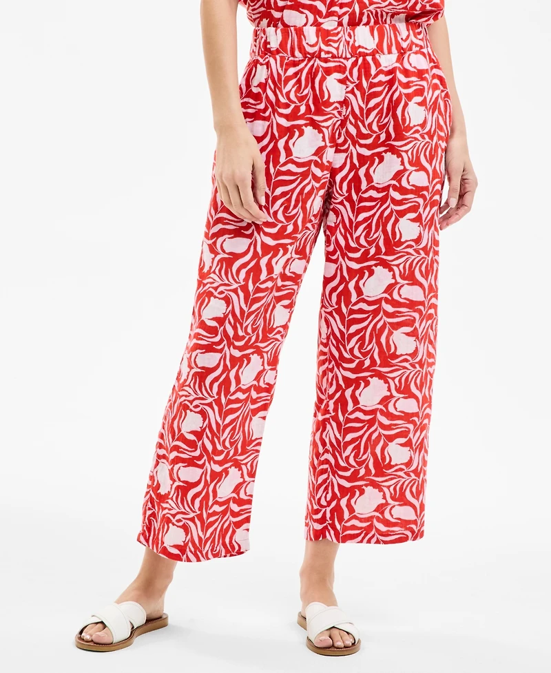 Style & Co Women's Printed Cotton Gauze Cropped Pull-On Pants, Exclusively at Macy's
