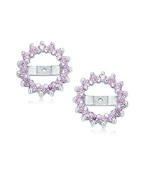 Bling Jewelry Removable Cz Halo Earring Jackets for Studs Gold Plated Sterling Silver