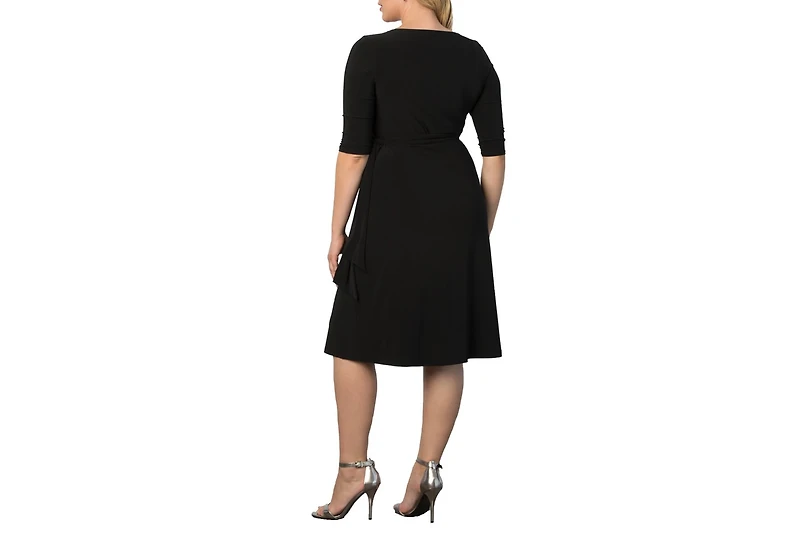 Kiyonna Women's Plus Sweetheart Knit Wrap Dress with 3/4 Sleeves