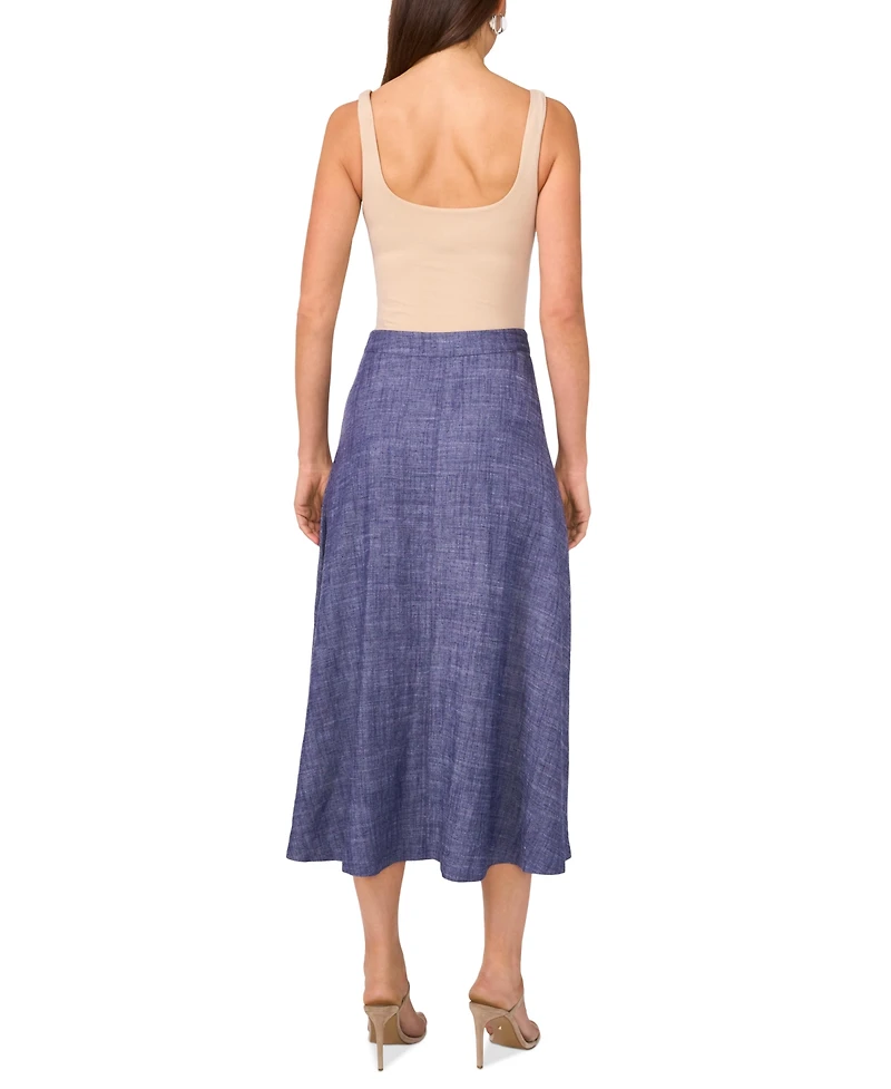 Vince Camuto Women's Linen-Blend Chambray Midi Skirt