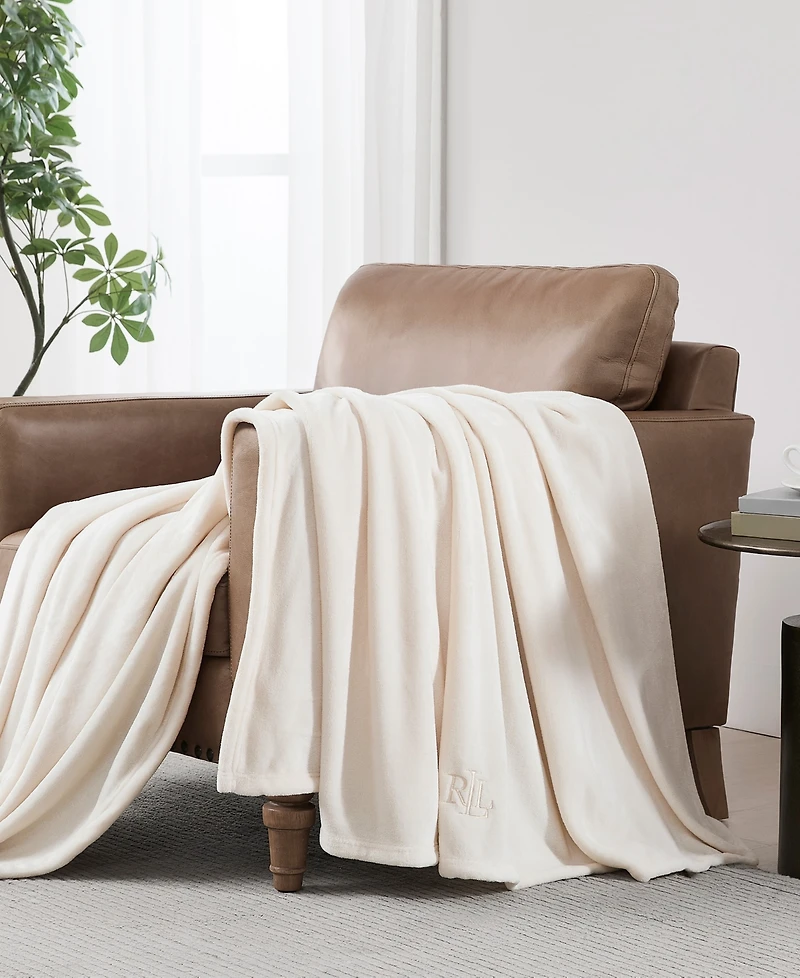 Lauren Ralph Micromink Plush Blanket, Full/Queen