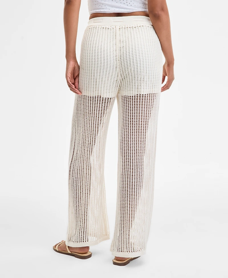 Bar Iii Women's High Rise Crochet Pants, Exclusively at Macy's