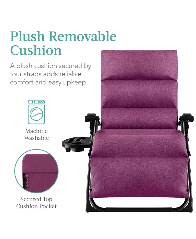 Best Choice Products Oversized Zero Gravity Chair, Folding Recliner w/ Removable Cushion