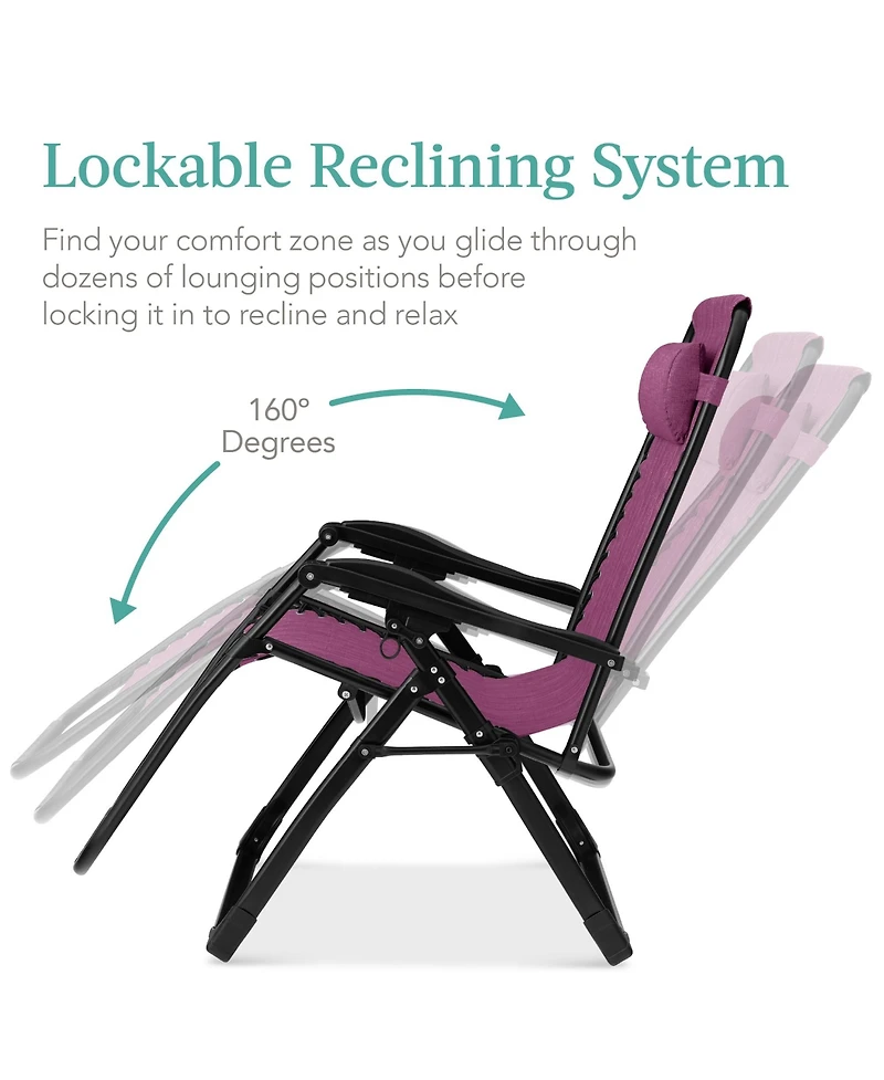 Best Choice Products Oversized Zero Gravity Chair, Folding Recliner w/ Removable Cushion
