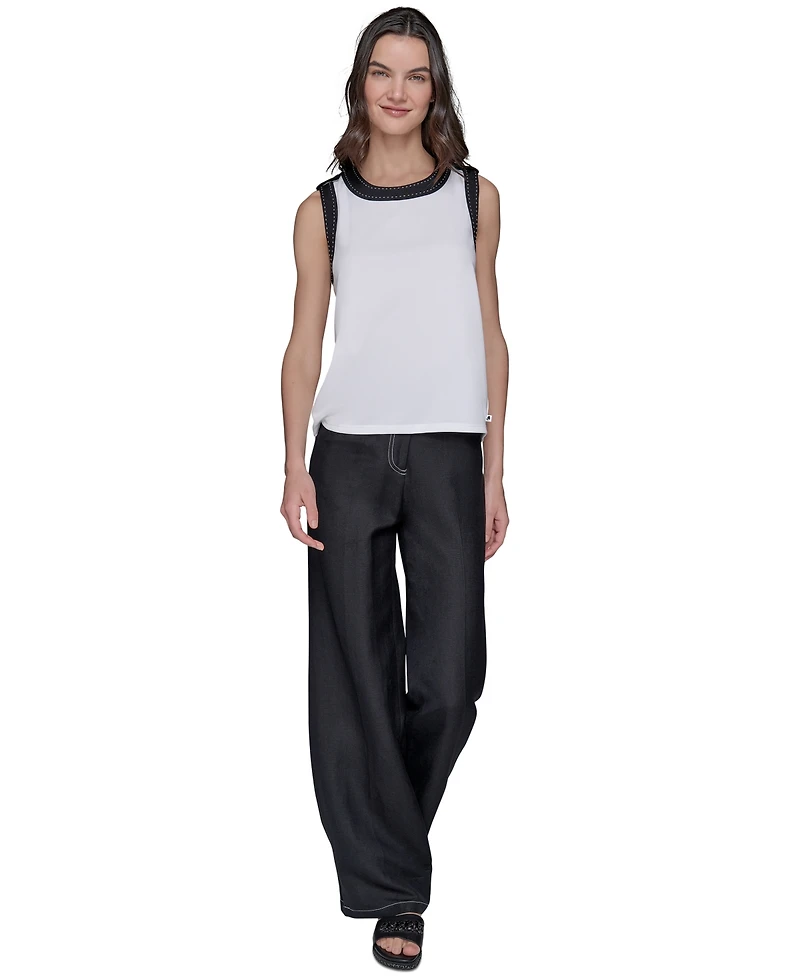 Karl Lagerfeld Paris Women's Contrast-Trim Sleeveless Top