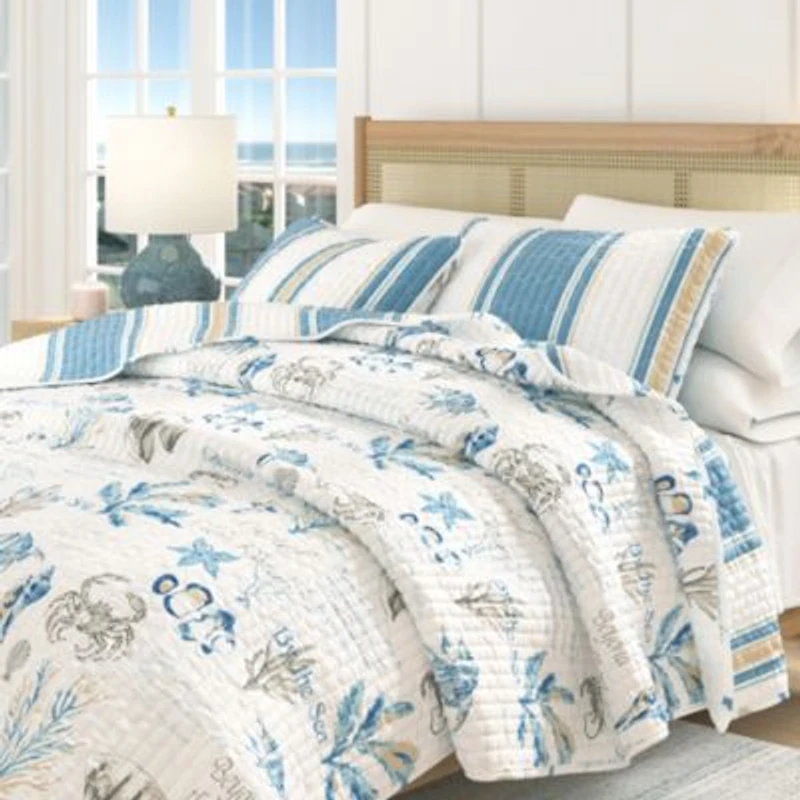 Linery Co. Reversible Stripe Coastal Quilt Set With Shams