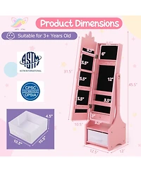Kids Jewelry Cabinet with Full-Length Mirror for Kids Bedroom and Playroom