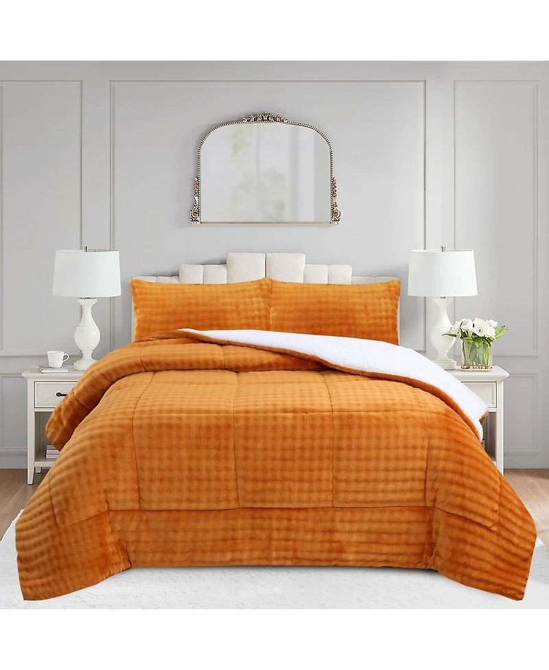 MarCielo Soft Flannel Bubble Comforter Set, 3-Piece Comforter Set – Fluffy Ultra Cozy, Warm, and Plush Bubble Comforter with 2 Pillowcase, Quee