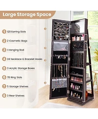 360° Rotatable 2-in-1 Lockable Jewelry Cabinet with Full-Length Mirror