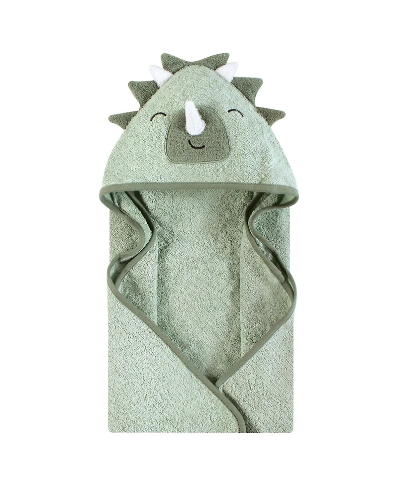 Hudson Baby Infant Boy Cotton Animal Face Hooded Towel, Neutral Dino World, One Size