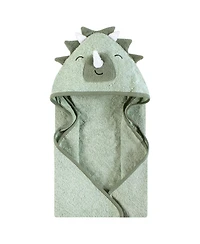 Hudson Baby Infant Boy Cotton Animal Face Hooded Towel, Neutral Dino World, One Size