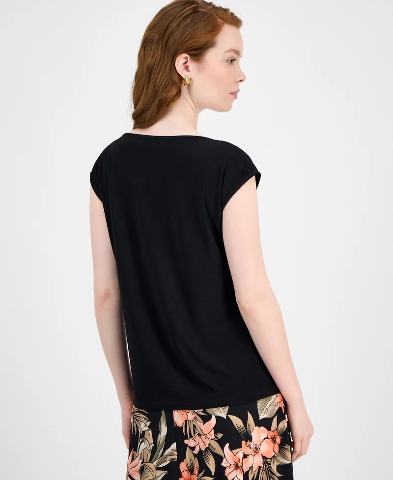 Kasper Women's Beaded-Trim Extended-Shoulder Top, Regular & Petite Sizes