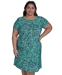 Tommy Hilfiger Plus Size Tidal Flower Short-Sleeve Dress