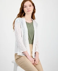 Kasper Women's Slub Yarn Open-Front A-Line Cardigan