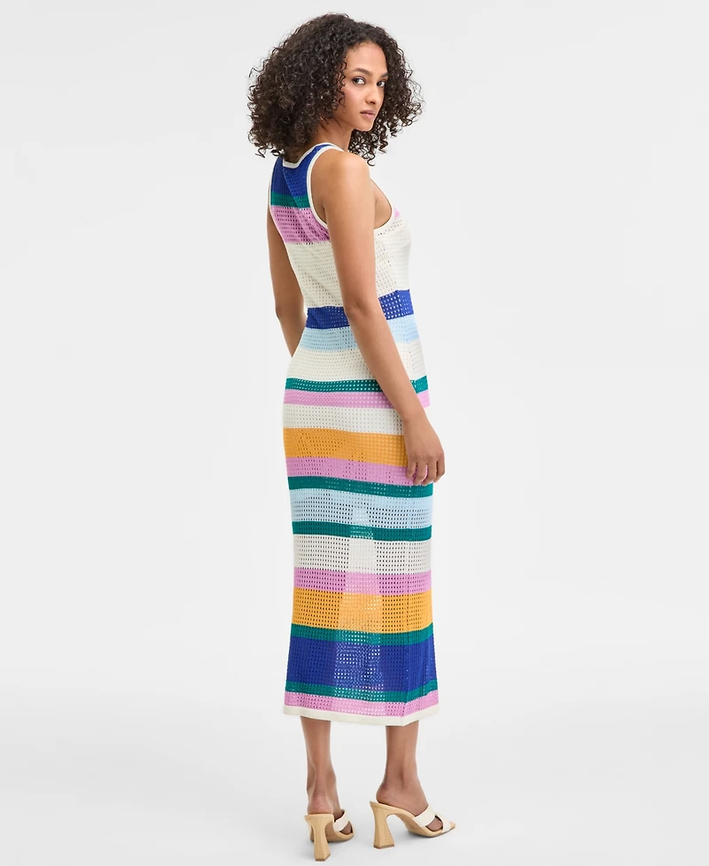 Bar Iii Women's Striped Crochet Tank Dress, Exclusively at Macy's
