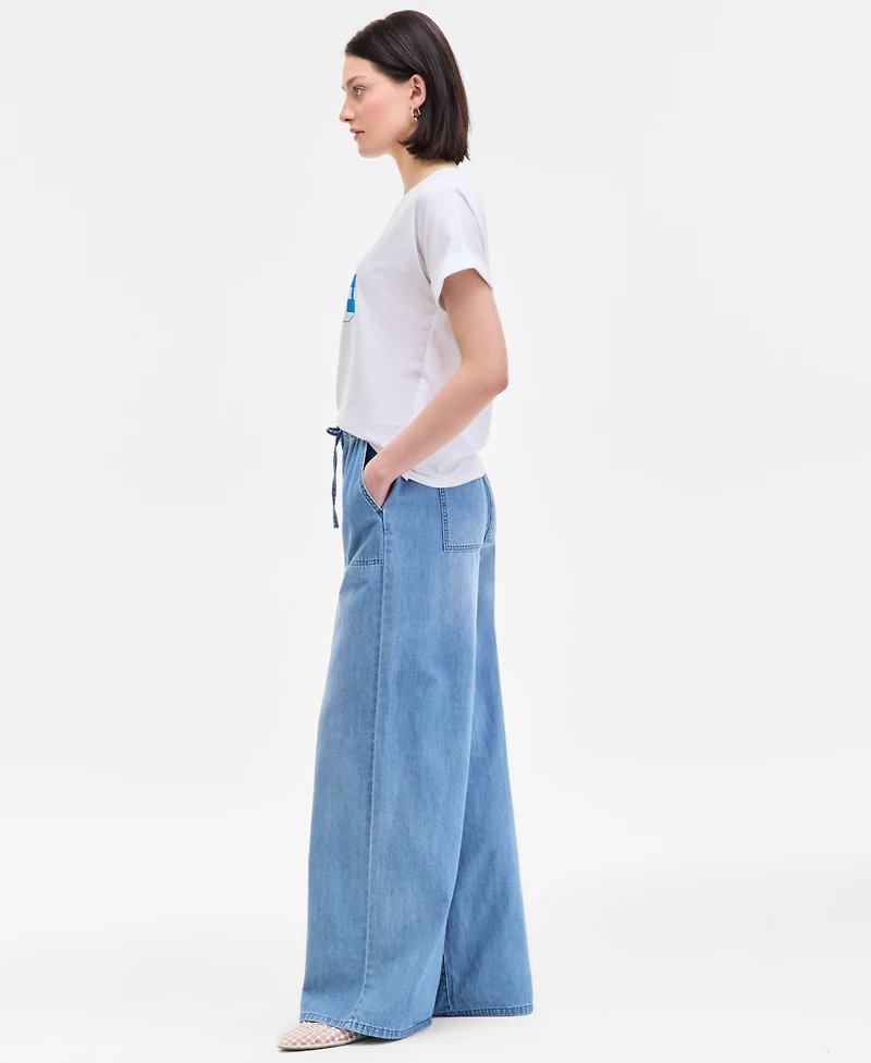 On 34th Women's Pull-On Utility Wide-Leg Jeans, Exclusively at Macy's