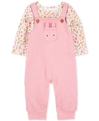 Carter's Baby Girls 2-Pc. Floral-Print Long-Sleeve T-Shirt & Overalls Set