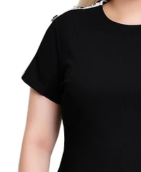 Ny Collection Petite Short Sleeve Asymmetrical Hem Dress