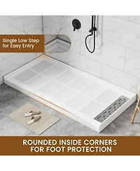 Casainc 60"W X 32"D Smc Single Threshold Shower Base Anti-Slip Shower Pan, Drain Assembly & Drain Cover Included