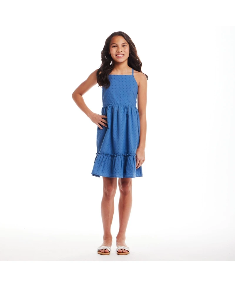 Andy & Evan Big Girls Toddler/Child Blue Swiss Dot Dress