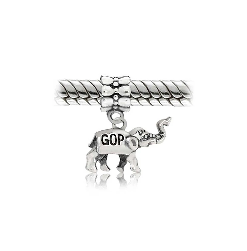 Bling Jewelry Republican Elephant Dangle Charm Bead Sterling Silver European Bracelet