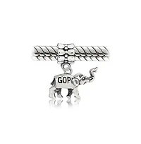 Bling Jewelry Republican Elephant Dangle Charm Bead Sterling Silver European Bracelet