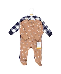 Hudson Baby Boys Cozy Thermal Zippered One-Piece Outfits 2-Pack