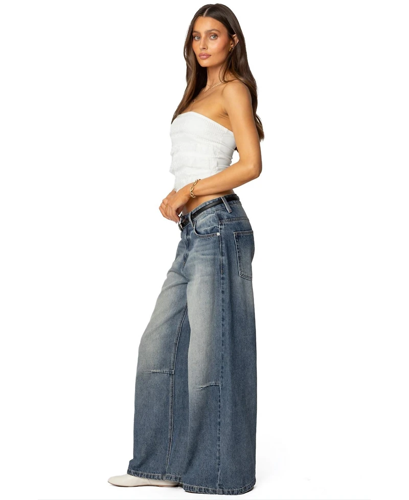 Edikted Women's Georgette Lacey Ruffle Tube Top