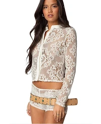 Edikted Women's Peyson Sheer Lace Top
