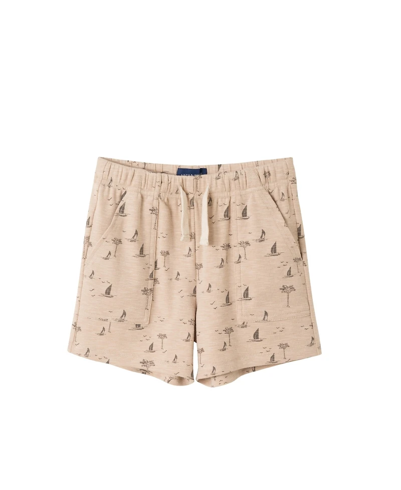 Andy & Evan Toddler Boys Toddler/Child Washed Sailboat Henley and Shorts Set