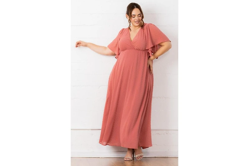 Kiyonna Plus Carmella Flutter Sleeve Gown