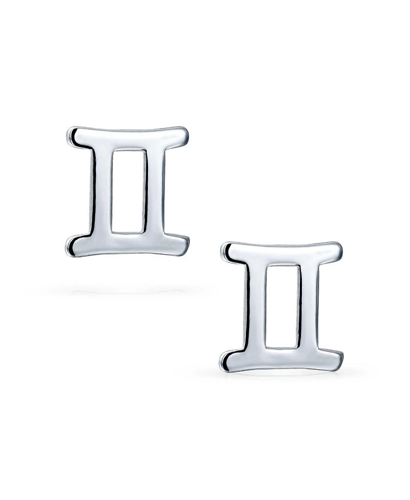 Bling Jewelry Tiny Simple Gemini Astrology Horoscope Zodiac Stud Earrings .925 Sterling Silver
