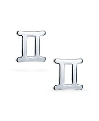 Bling Jewelry Tiny Simple Gemini Astrology Horoscope Zodiac Stud Earrings .925 Sterling Silver