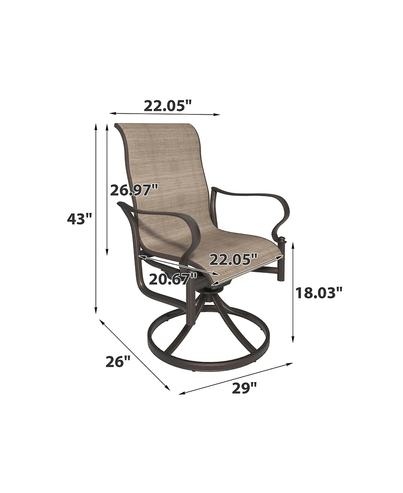 Mondawe Outdoor Cast Aluminum Swivel Rocking Chair with Textilene Seat and High Back (Set of 2)